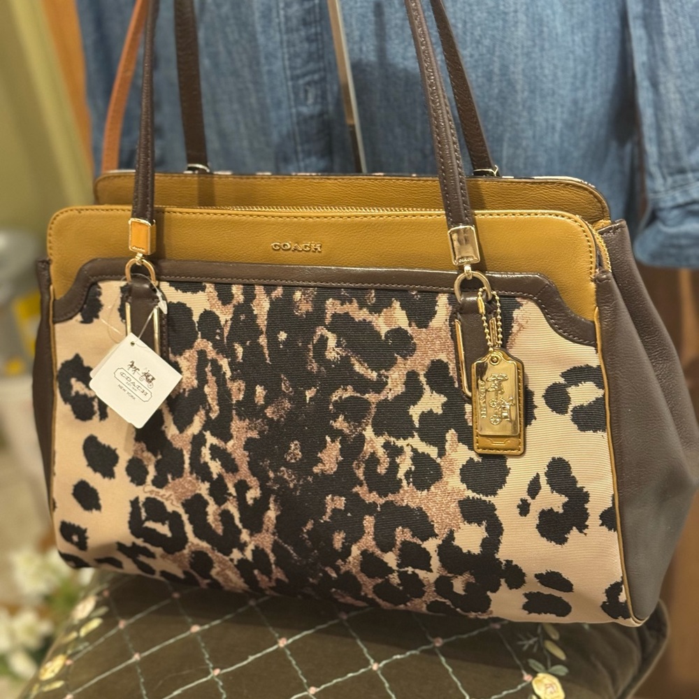 COACH MADISON KIMBERLY OCELOT CARRYALL HANDBAG 25207 COA